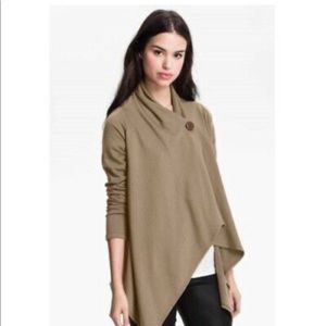 Bobeau Asymmetrical Wrap Cardigan - Brown NWT Sm